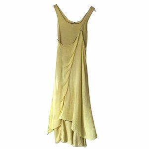 Cynthia Ashby Yellow Linen Layered Asymmetrical Dress XS Flowy Artwear Lagénlook
